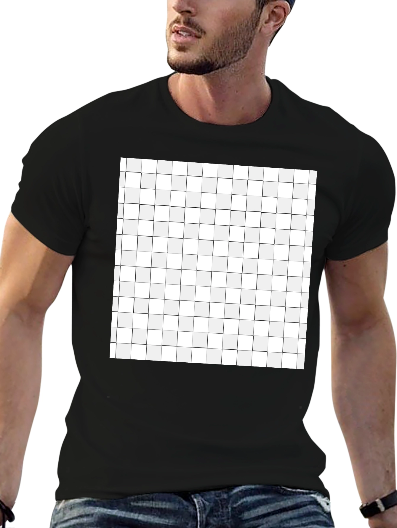Geometric Grid T-Shirt - Modern Abstract Design