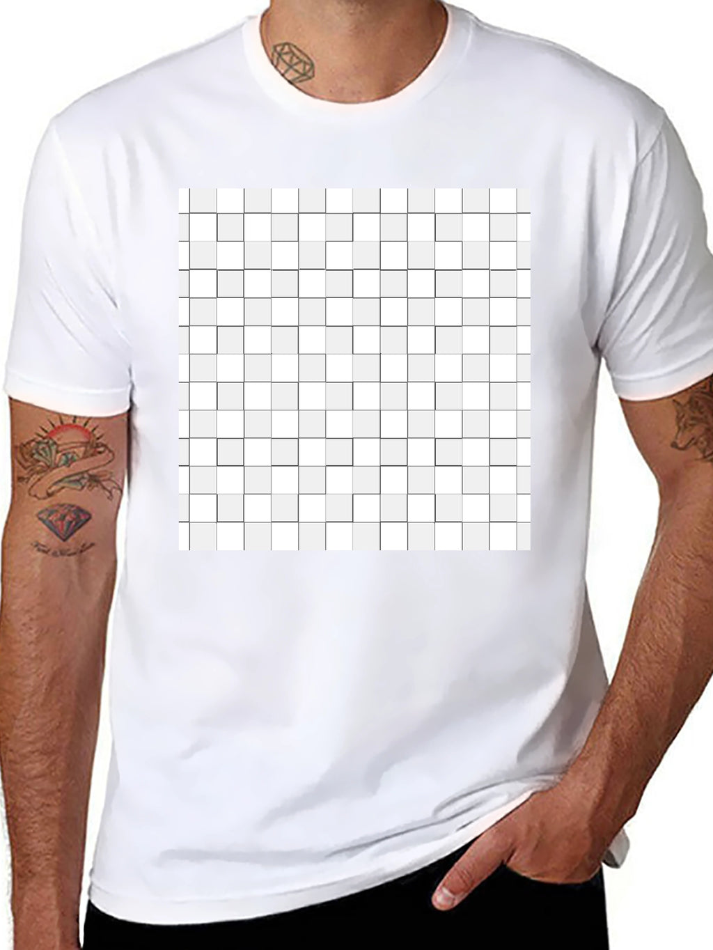 Geometric Grid T-Shirt - Modern Abstract Design