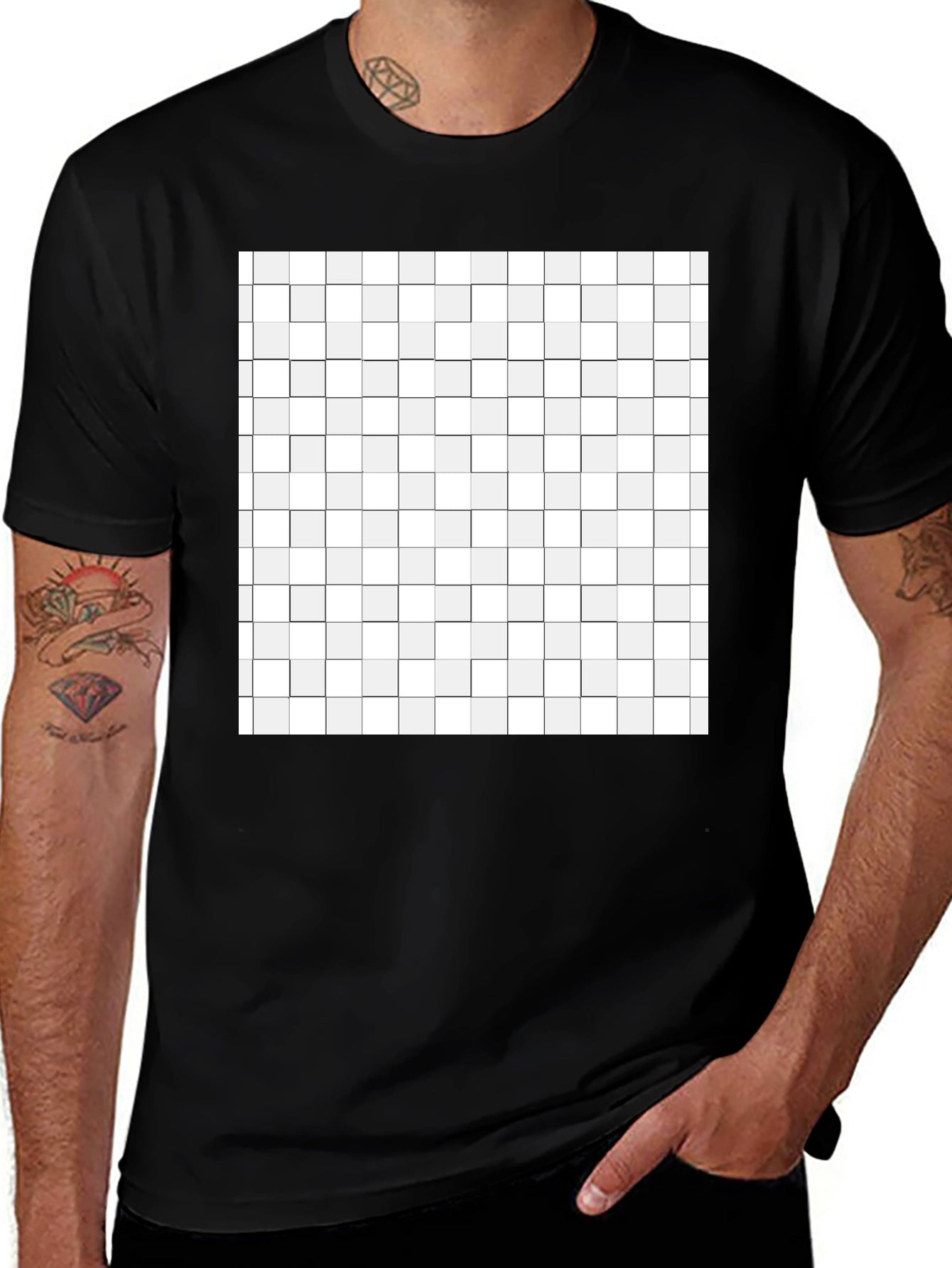 Geometric Grid T-Shirt - Modern Abstract Design