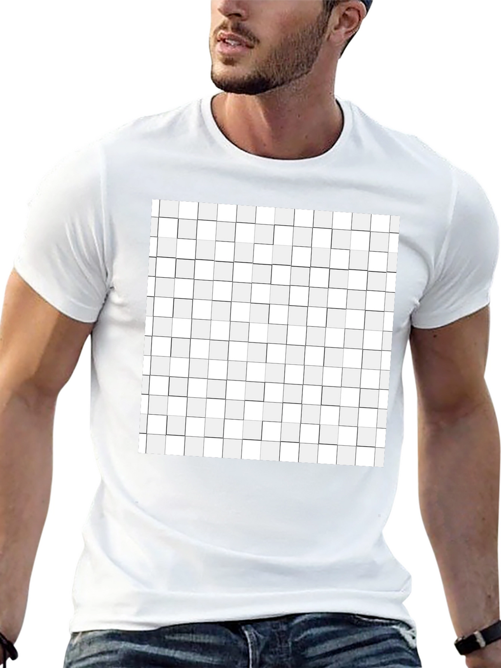 Geometric Grid T-Shirt - Modern Abstract Design