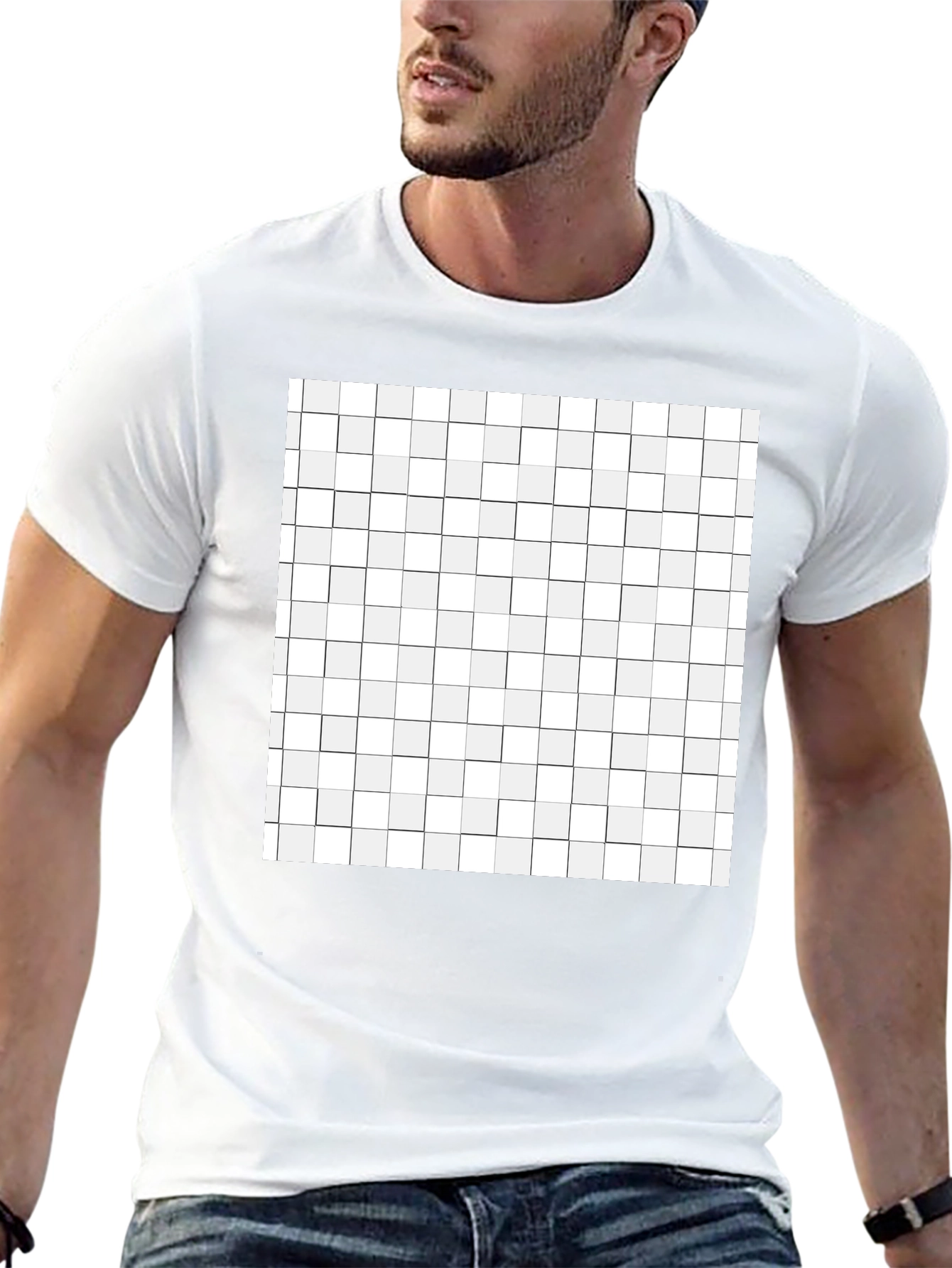 Geometric Grid T-Shirt - Modern Abstract Design