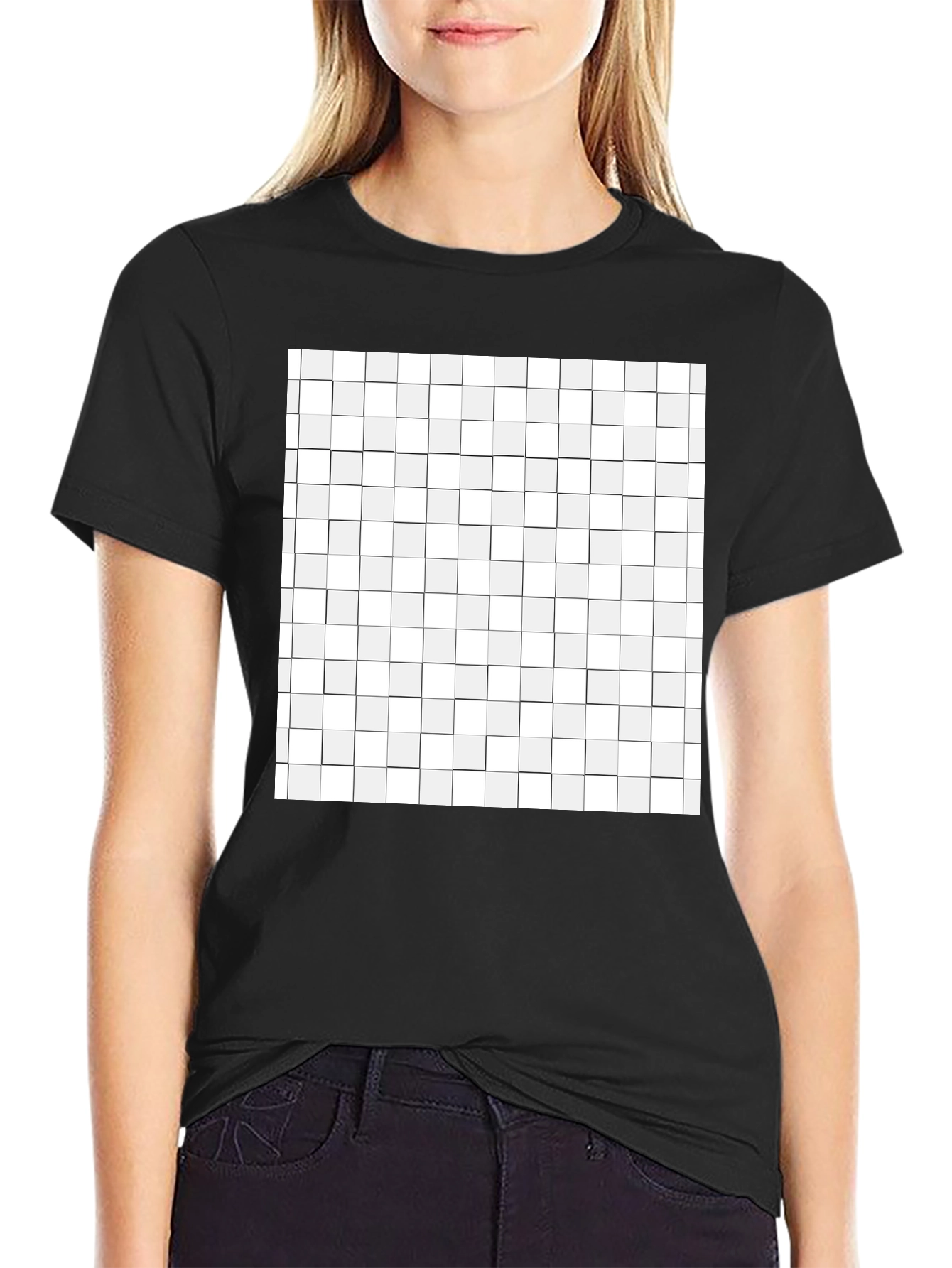 Geometric Grid T-Shirt - Modern Abstract Design