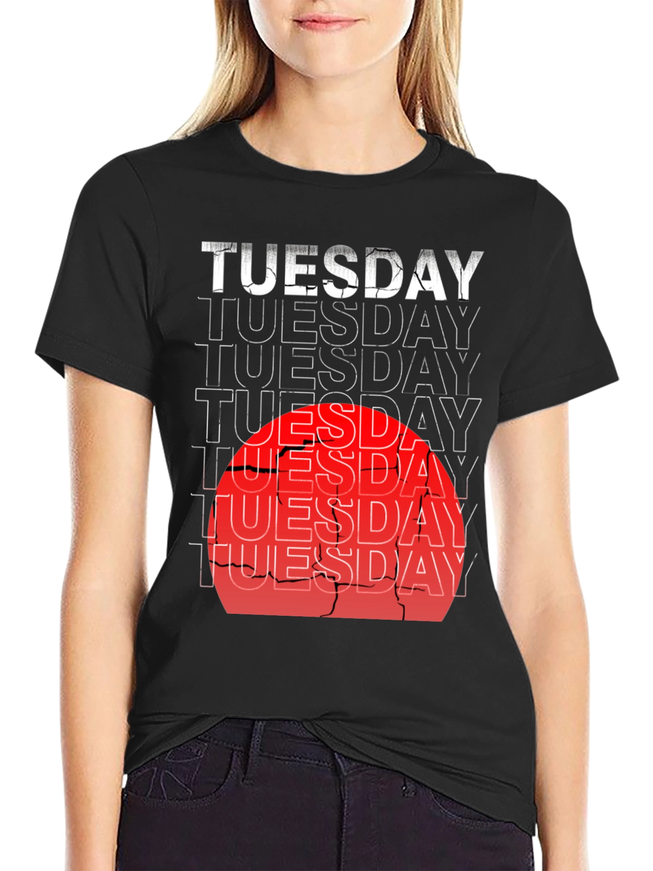 Tuesday Graphic Tee - Distressed Design