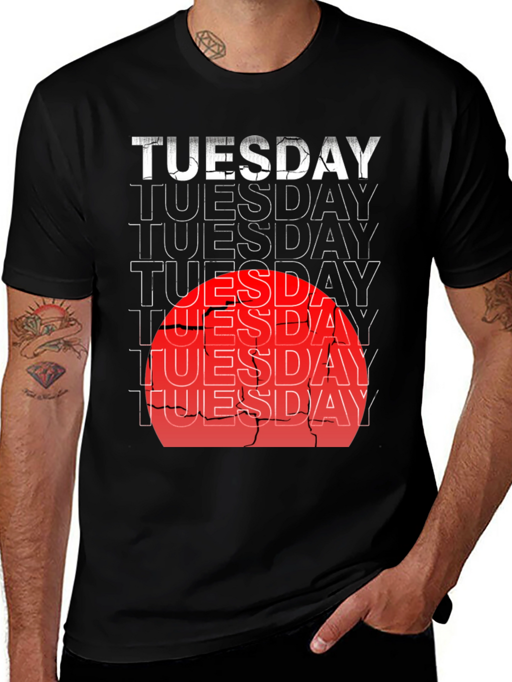 Tuesday Graphic Tee - Distressed Design