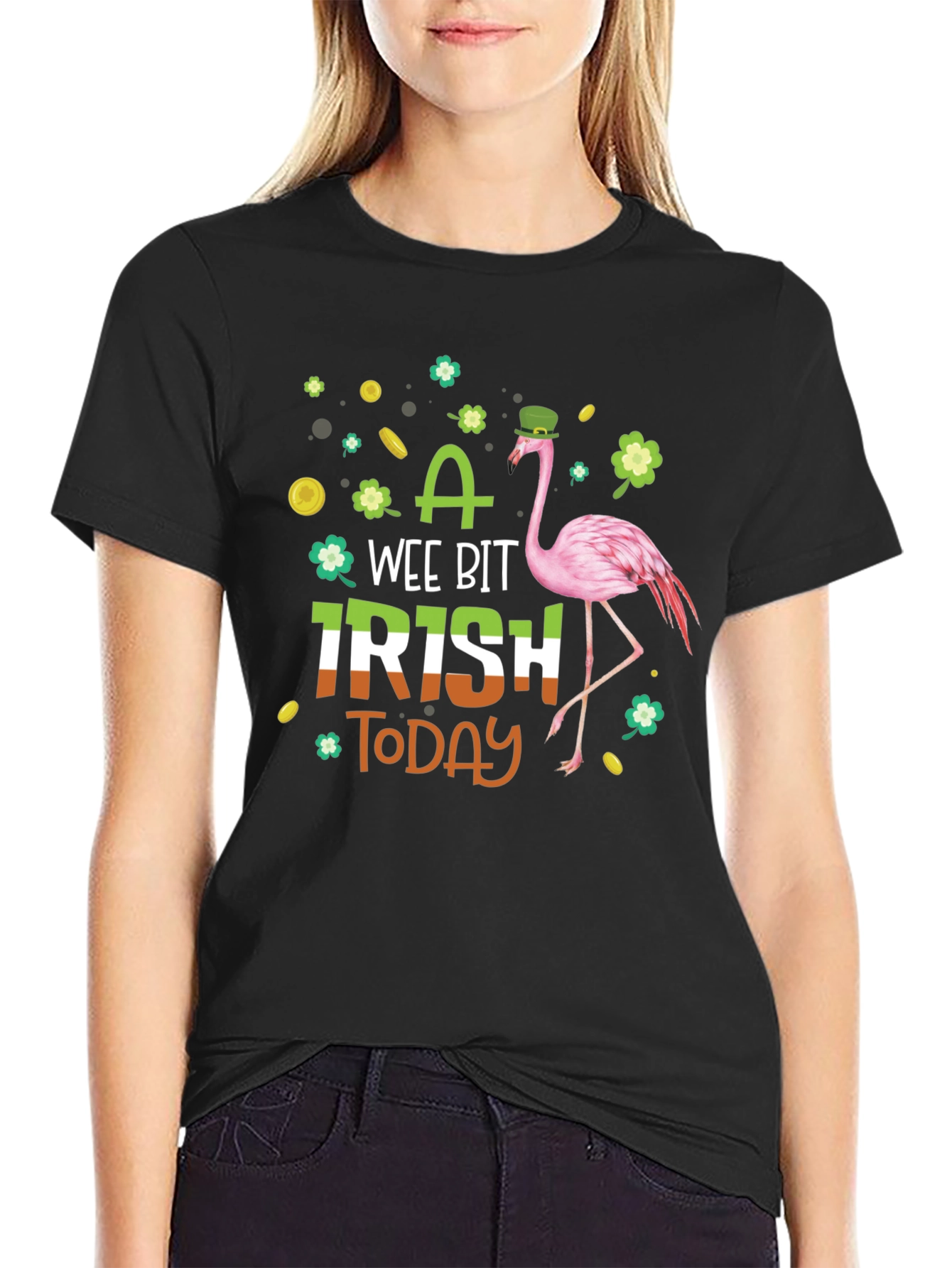 A Wee Bit Irish Today Flamingo St. Patricks Day T-Shirt