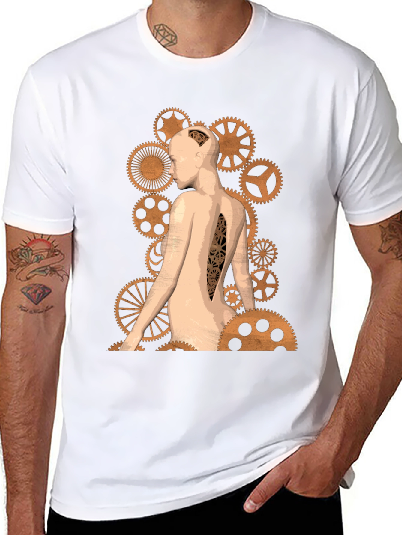 Steampunk Anatomy T-Shirt - Gear Design
