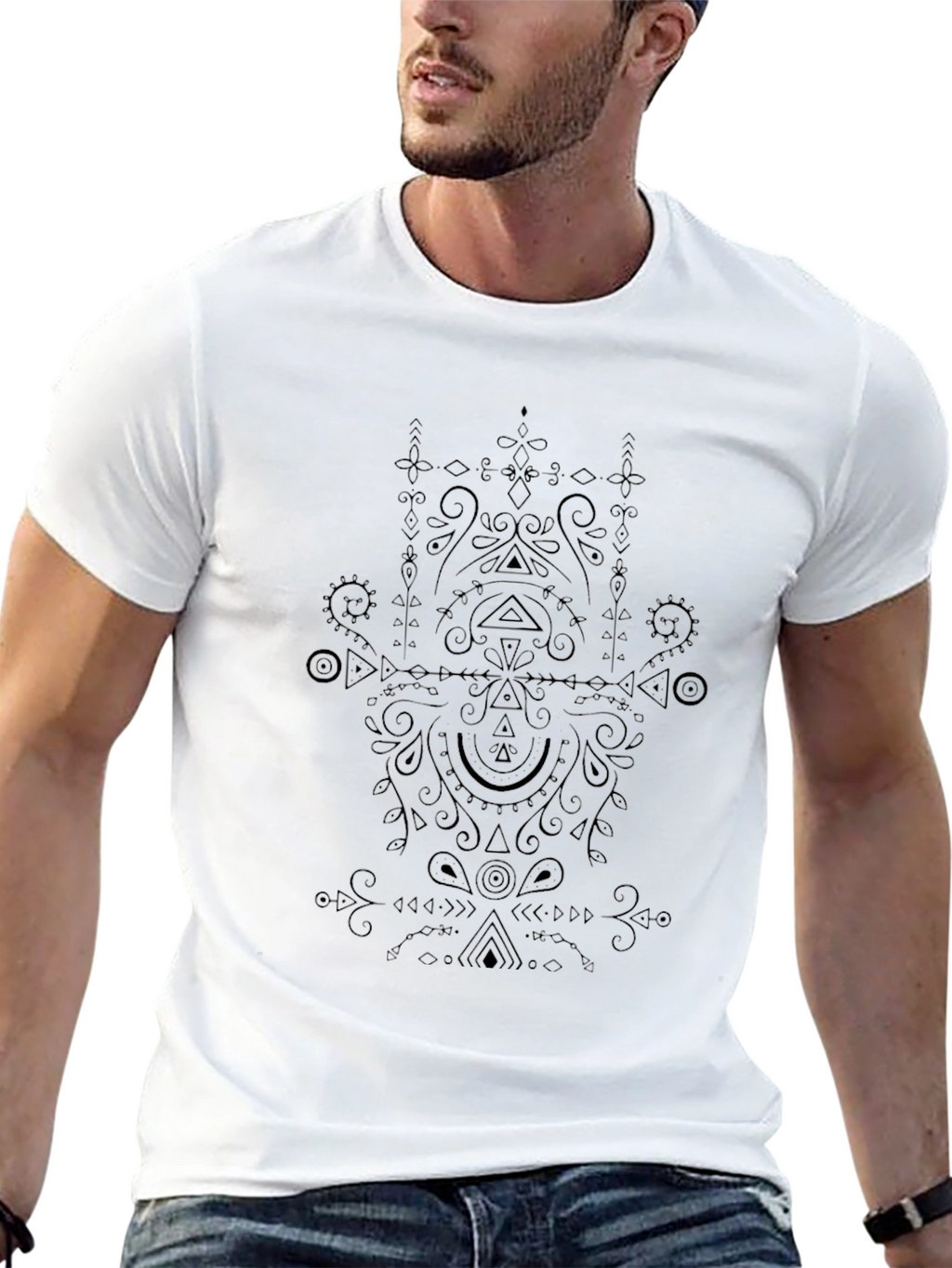 Abstract Print Tee - Black Casual Shirt