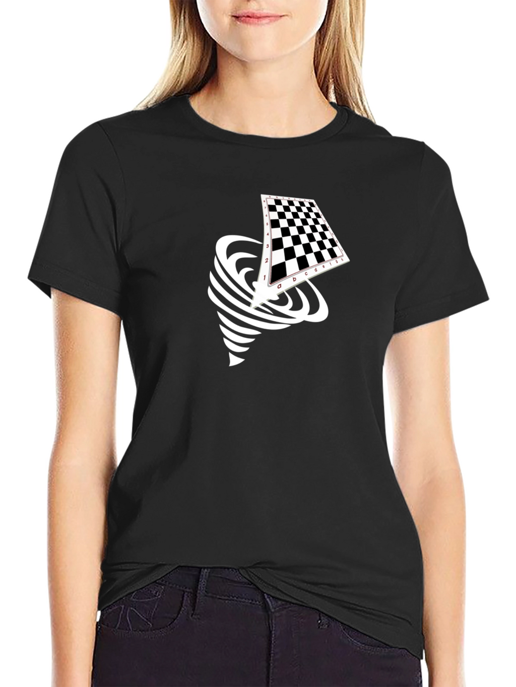Chessboard Tornado Black Graphic Tee