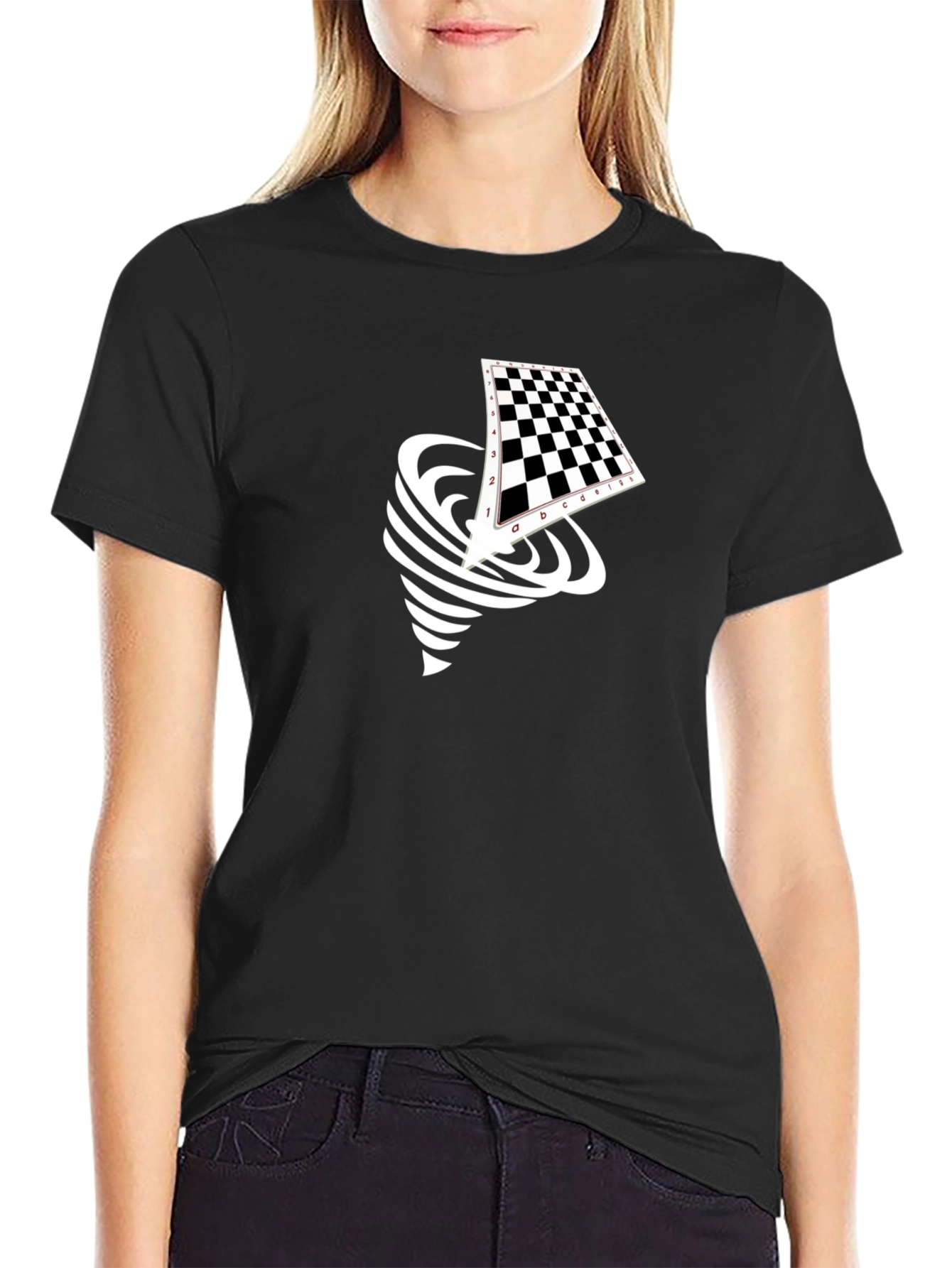 Chessboard Tornado Black Graphic Tee