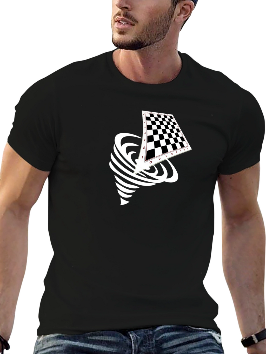 Chessboard Tornado Black Graphic Tee
