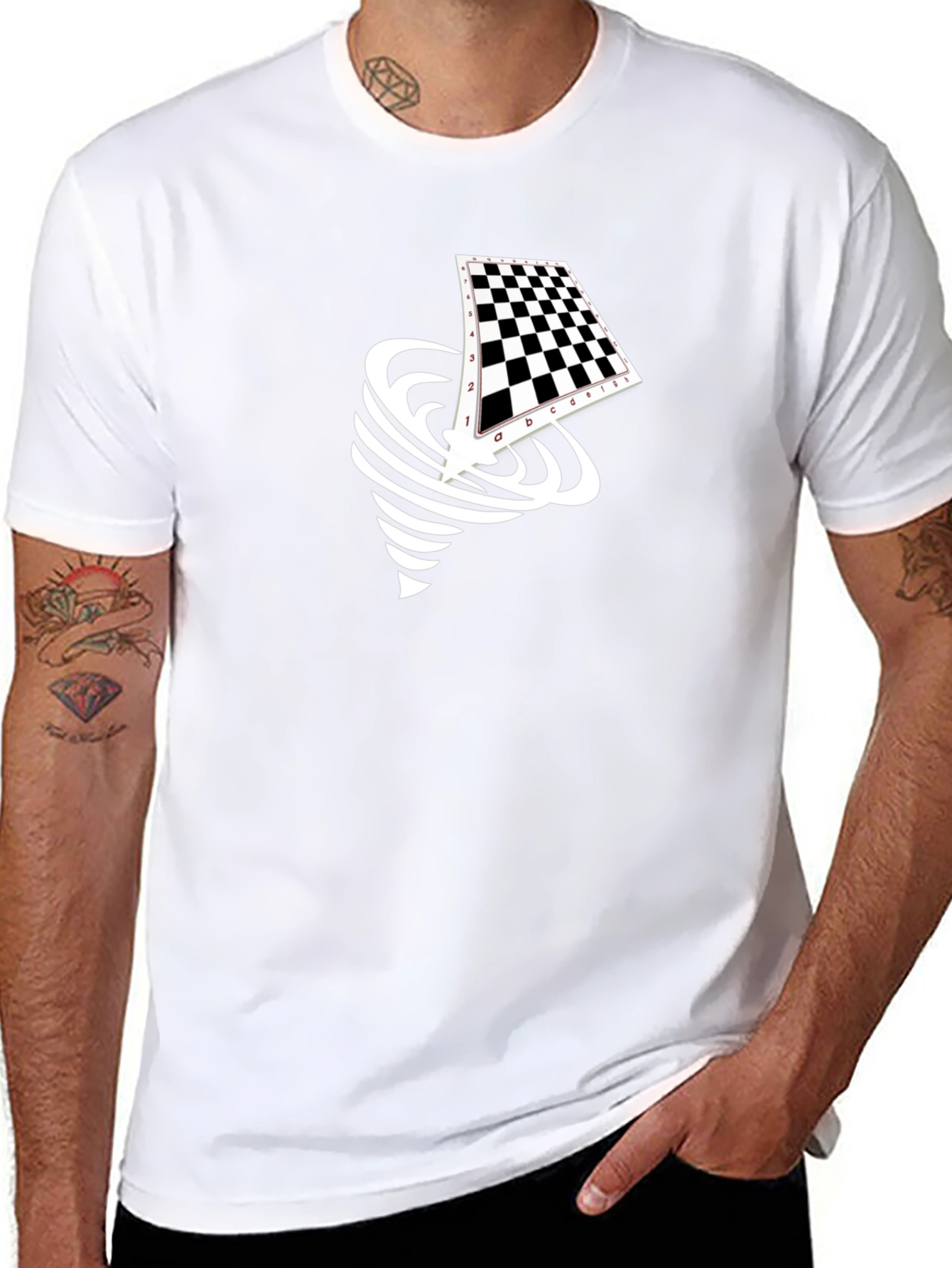 Chessboard Tornado Black Graphic Tee