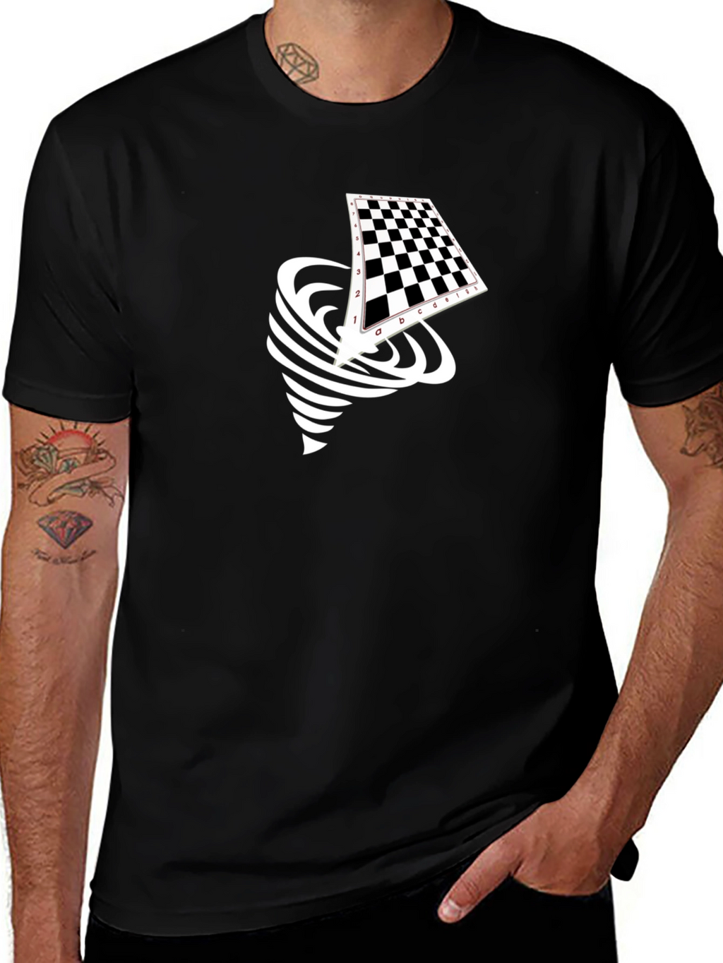 Chessboard Tornado Black Graphic Tee