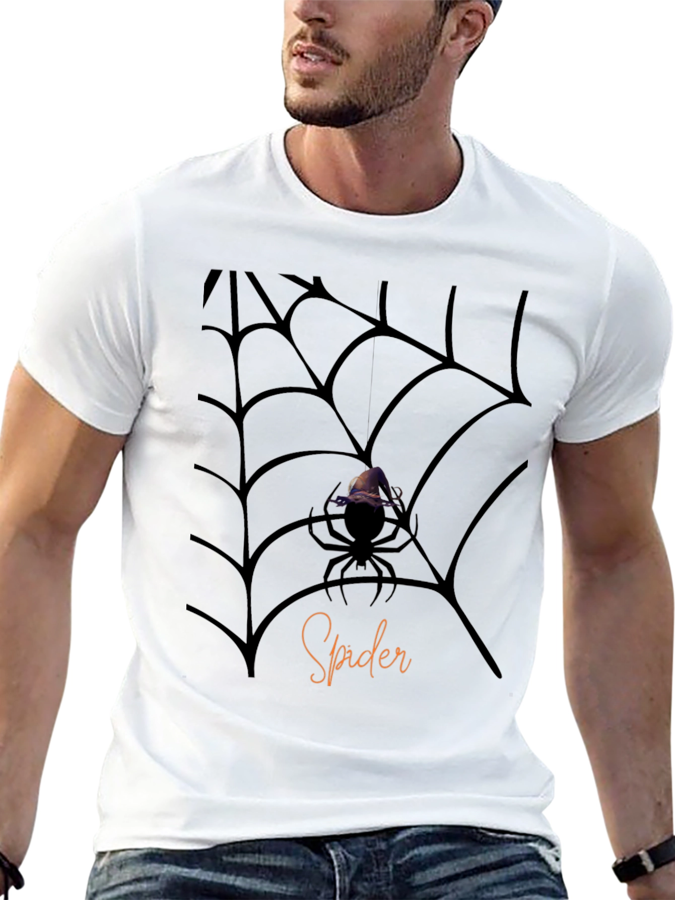 Halloween Spider Web Graphic Tee - Mens Black T-Shirt