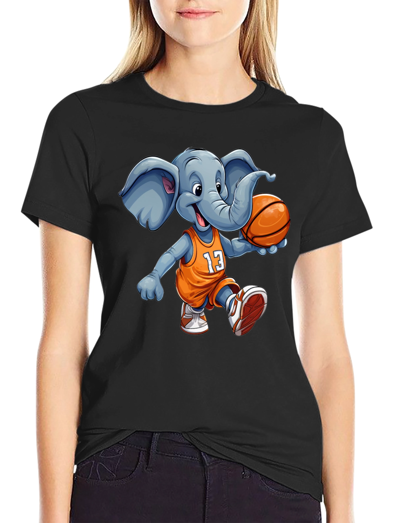 Elephant Basketball T-Shirt - Funny Animal Graphic Tee