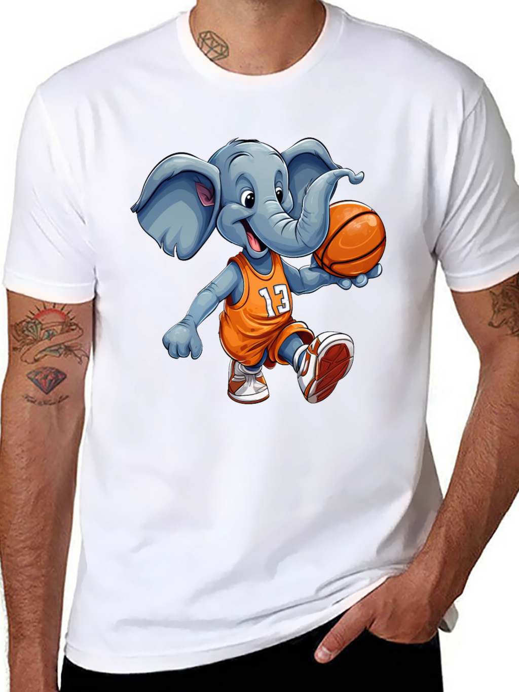 Elephant Basketball T-Shirt - Funny Animal Graphic Tee