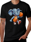 Elephant Basketball T-Shirt - Funny Animal Graphic Tee