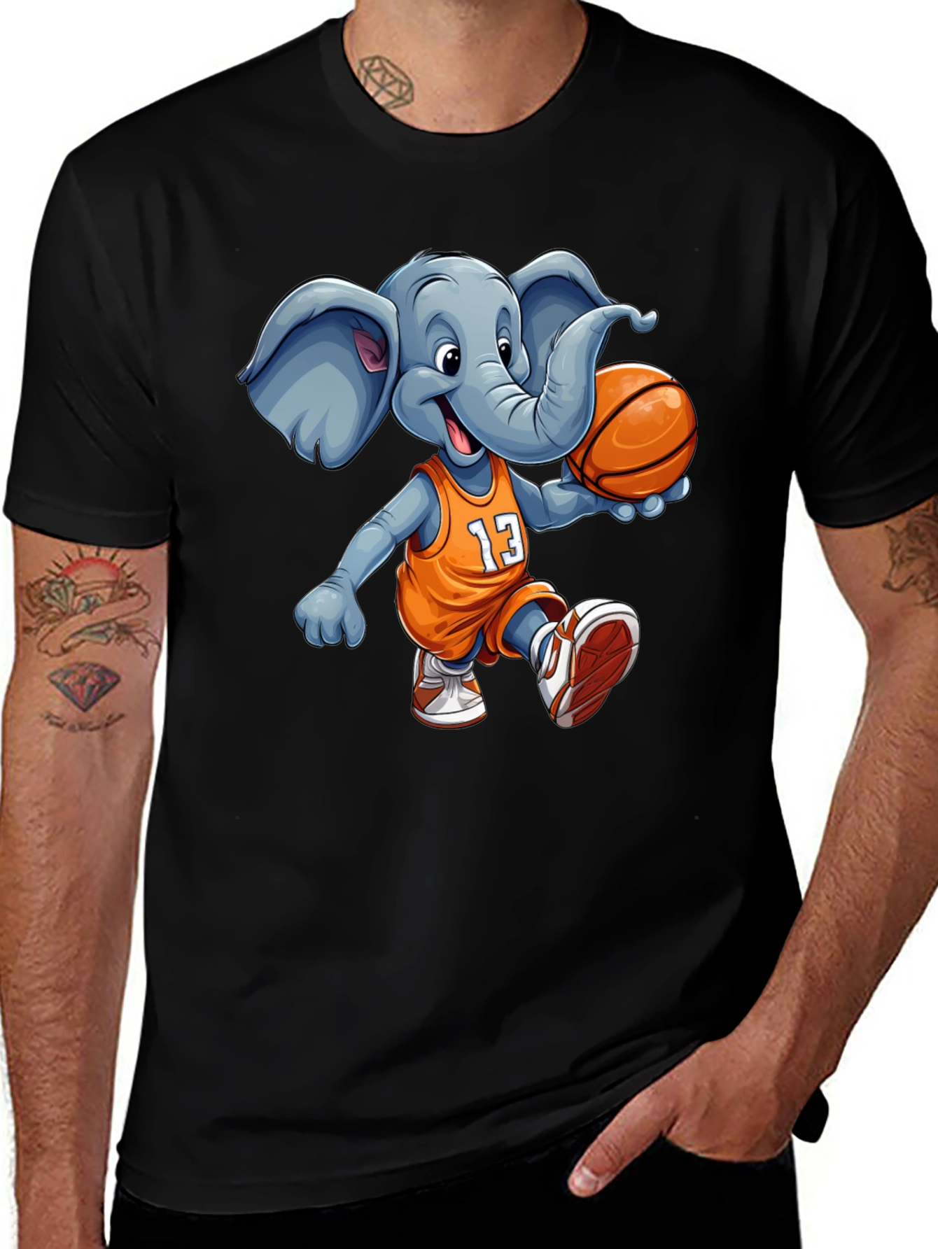Elephant Basketball T-Shirt - Funny Animal Graphic Tee