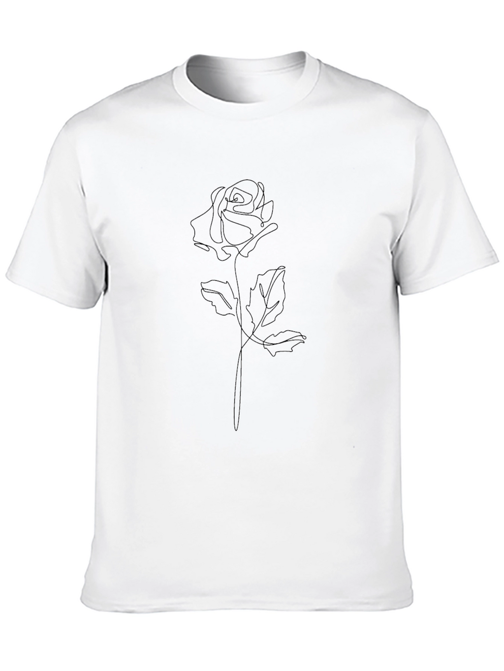 Minimalist Rose Line Art Black T-Shirt