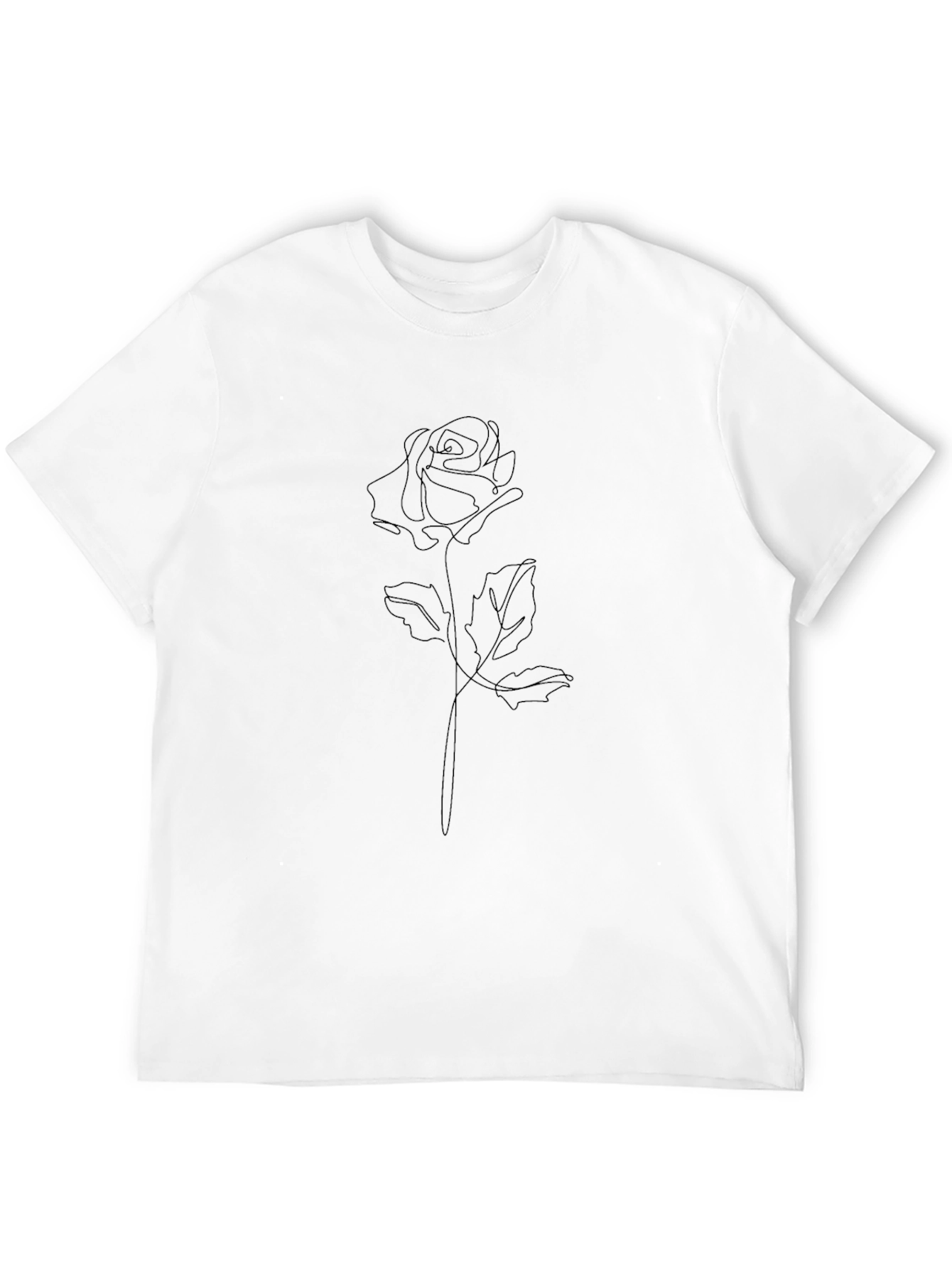 Minimalist Rose Line Art Black T-Shirt