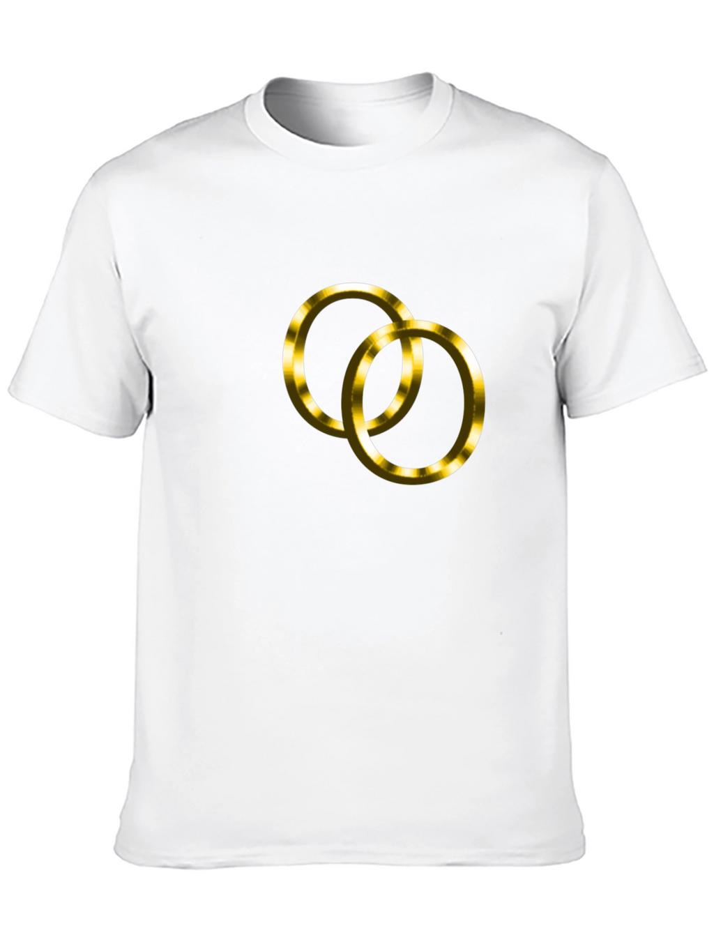 Black T-Shirt with Golden Wedding Rings Design