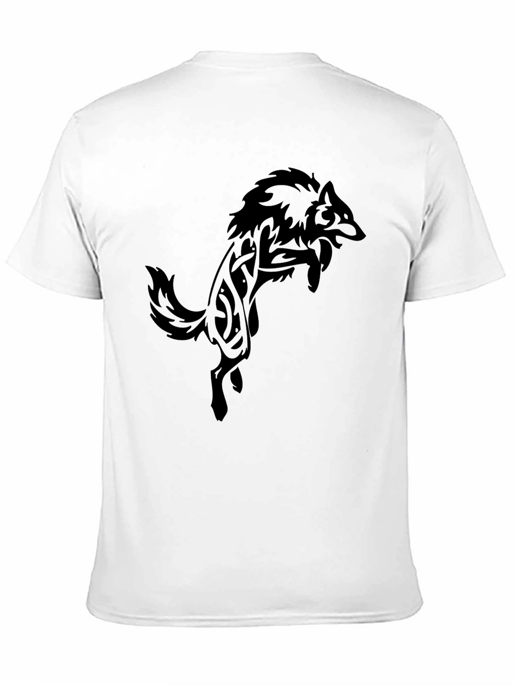 Mens Black T-Shirt with Tribal Wolf Design