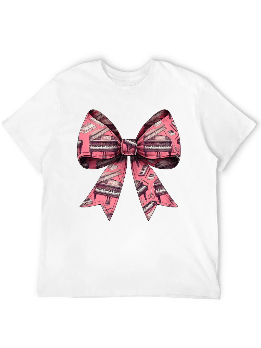 Piano Bow Graphic Tee - Unique Musical Style