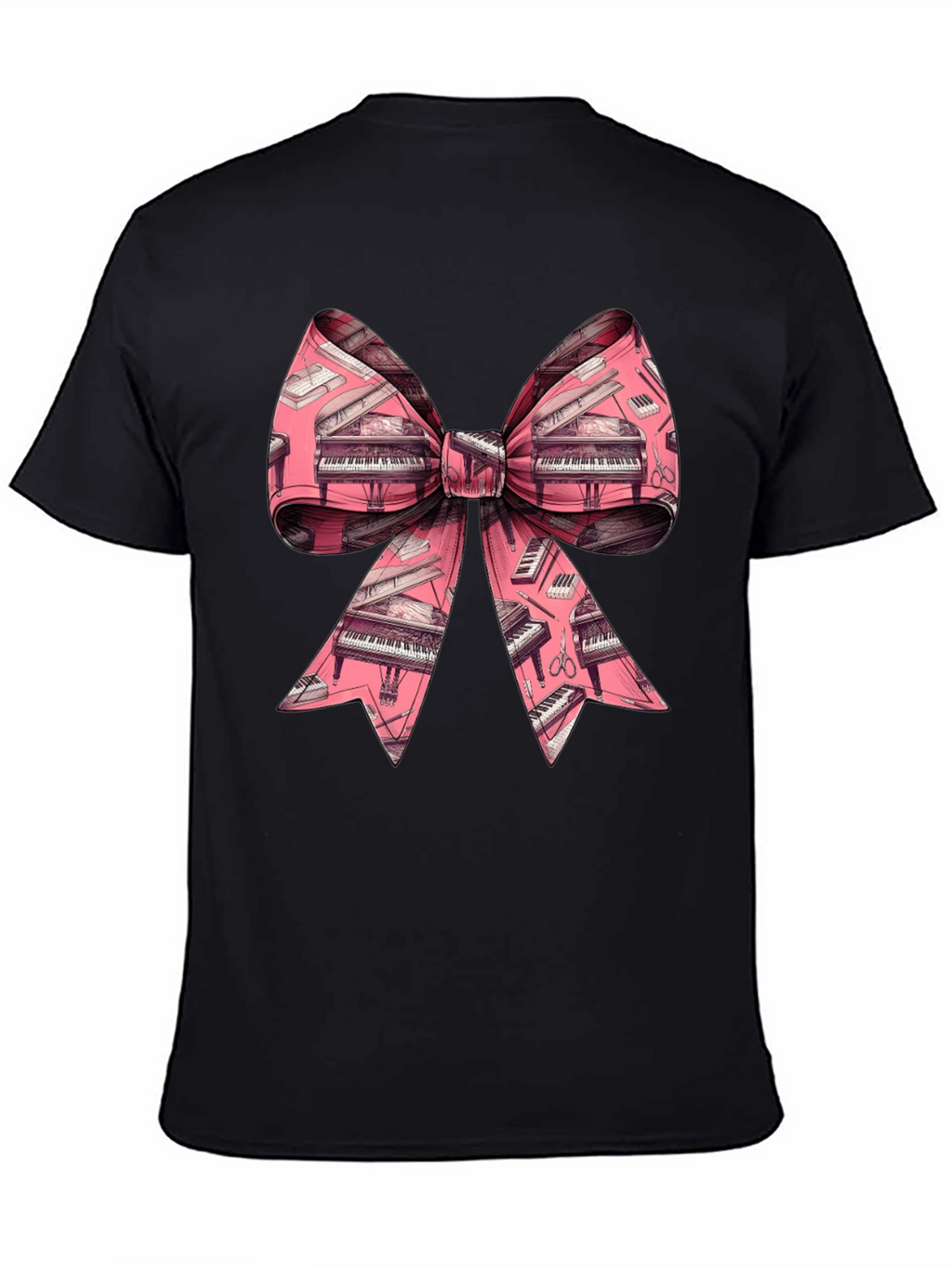 Piano Bow Graphic Tee - Unique Musical Style