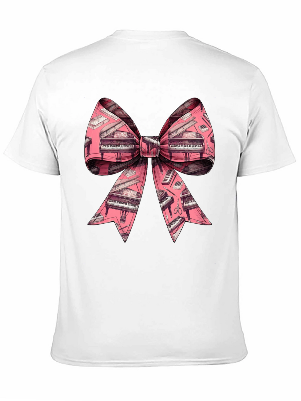 Piano Bow Graphic Tee - Unique Musical Style