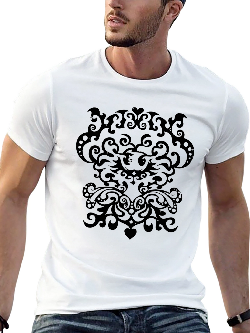 Elegant Black Swirl Design Tee