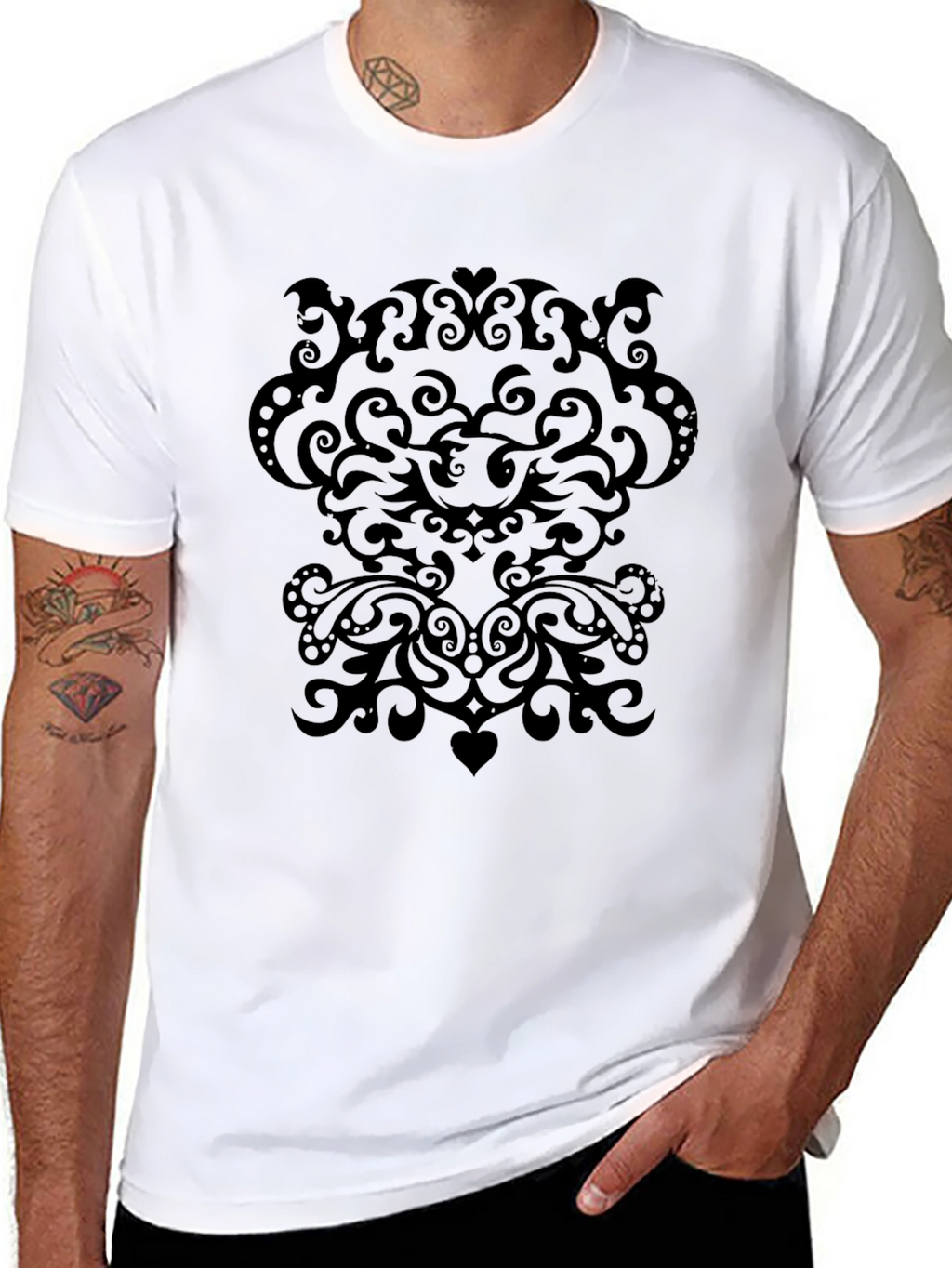 Elegant Black Swirl Design Tee