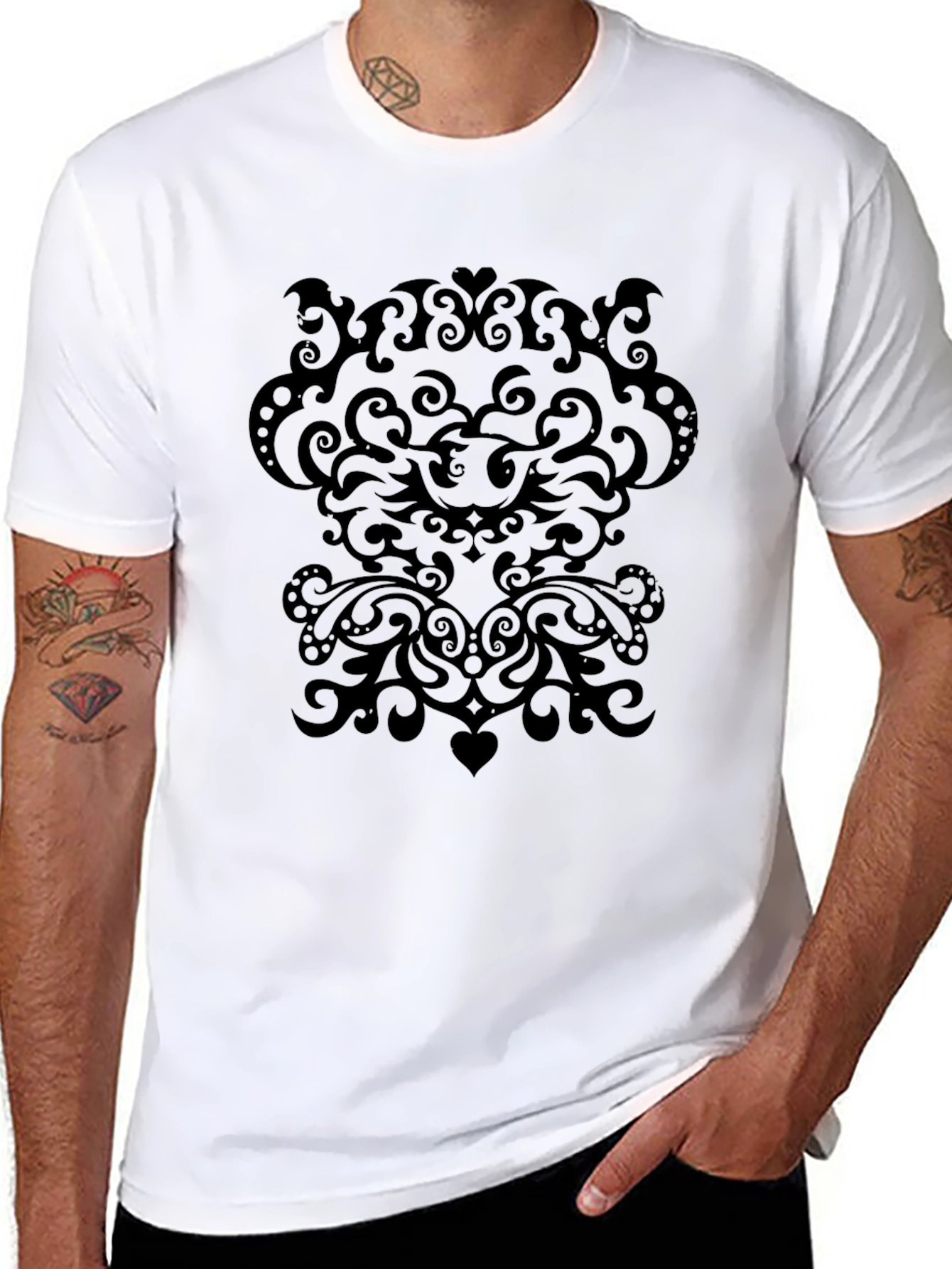 Elegant Black Swirl Design Tee