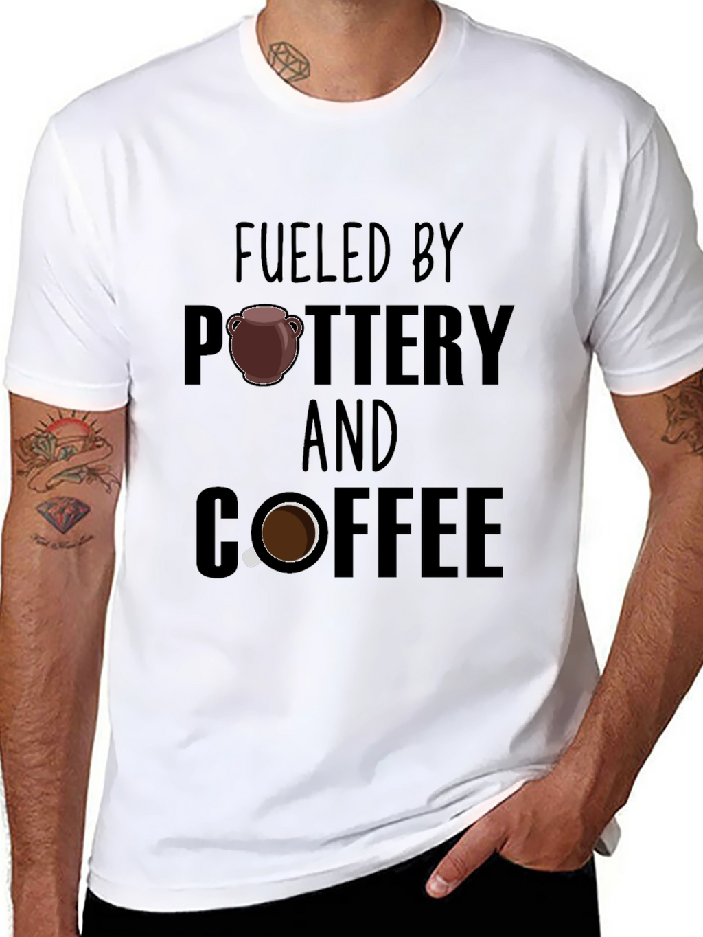 Fueled by Pottery and Coffee Black T-Shirt