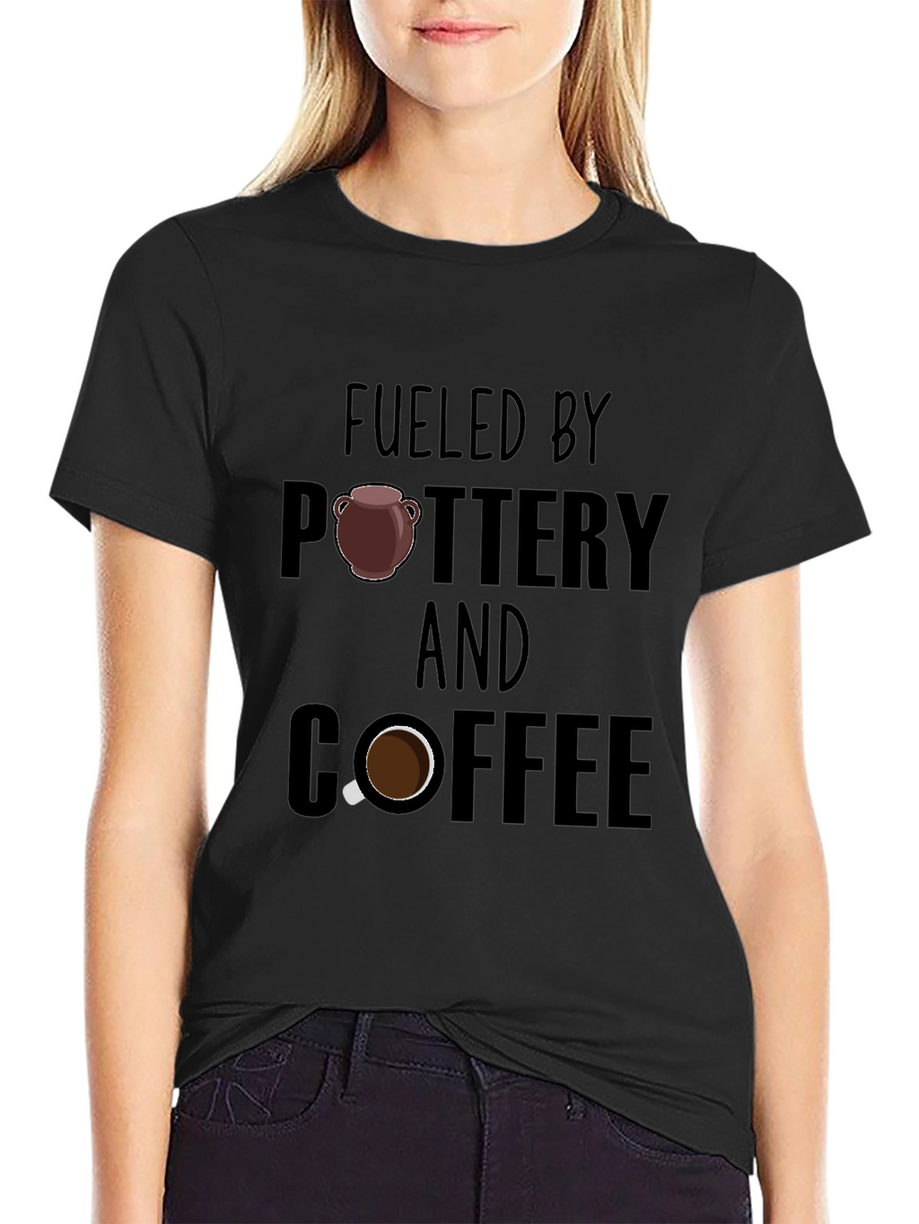 Fueled by Pottery and Coffee Black T-Shirt