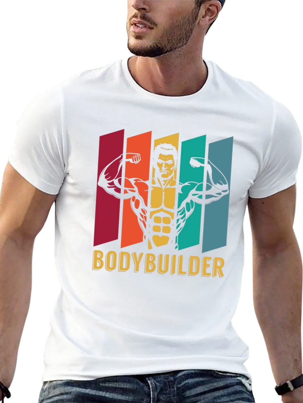 Bodybuilder Graphic Tee - Retro Gym Shirt
