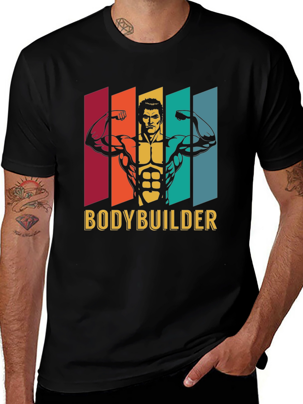 Bodybuilder Graphic Tee - Retro Gym Shirt