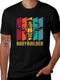 Bodybuilder Graphic Tee - Retro Gym Shirt