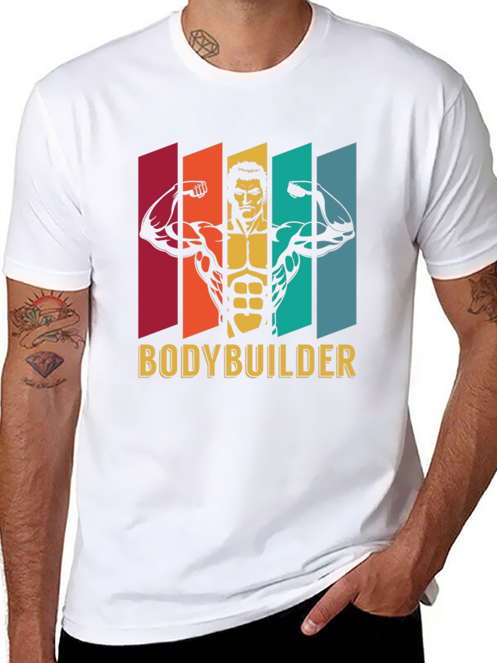 Bodybuilder Graphic Tee - Retro Gym Shirt