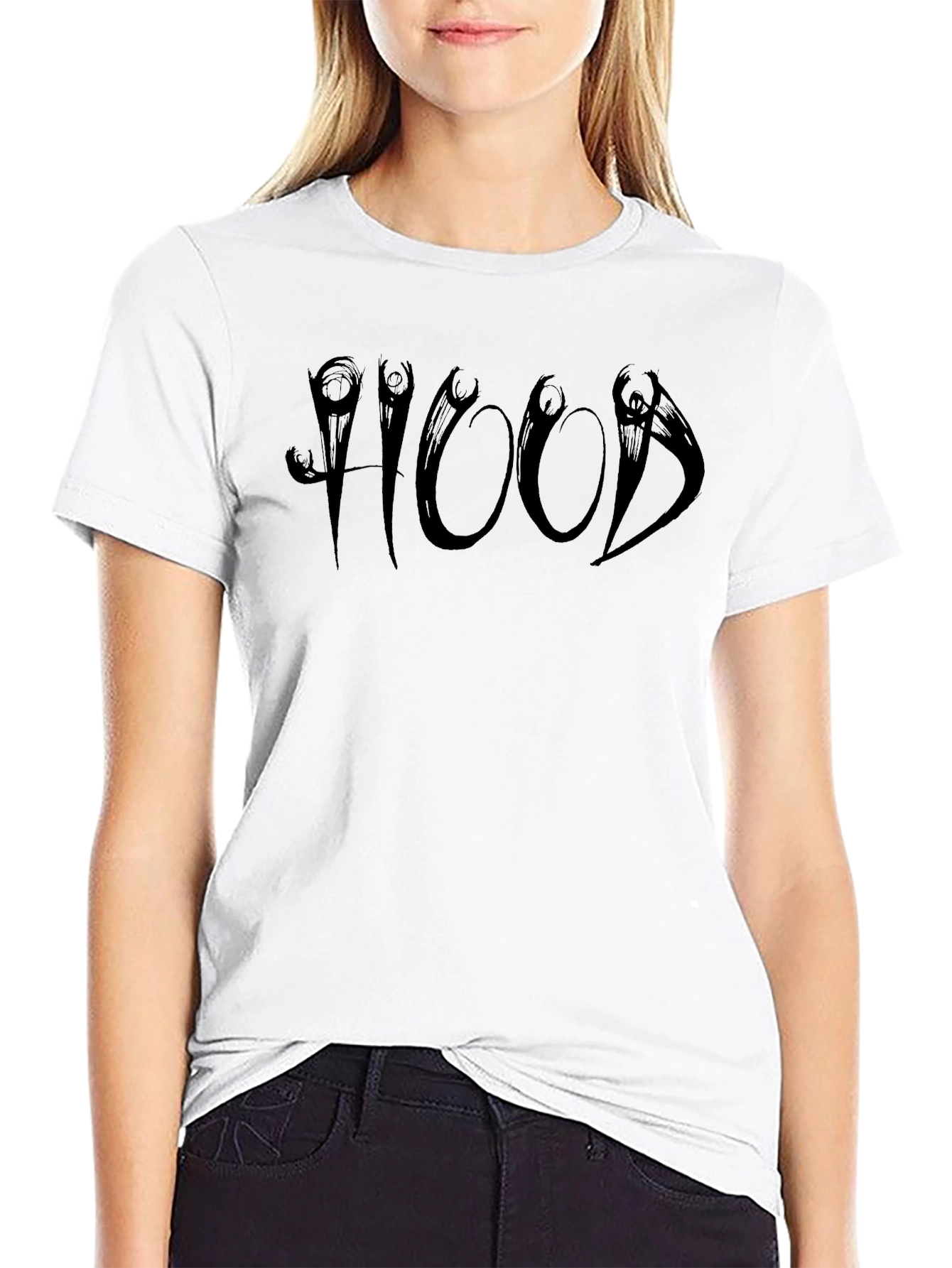 Mens Black HOOD Graphic T-Shirt