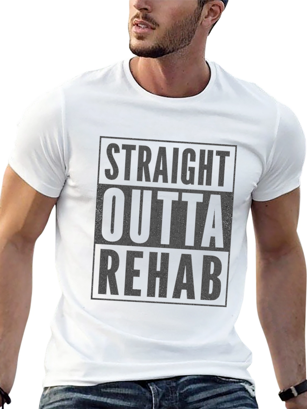 Straight Outta Rehab Black Graphic T-Shirt