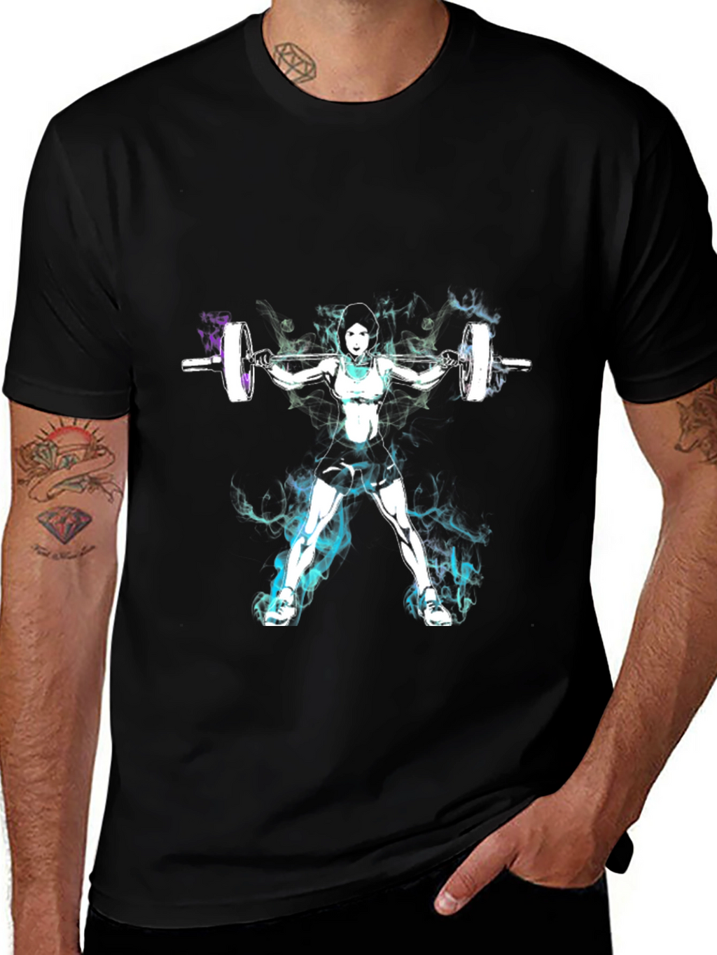 Weightlifting Woman Graphic Tee - Black Cotton Blend