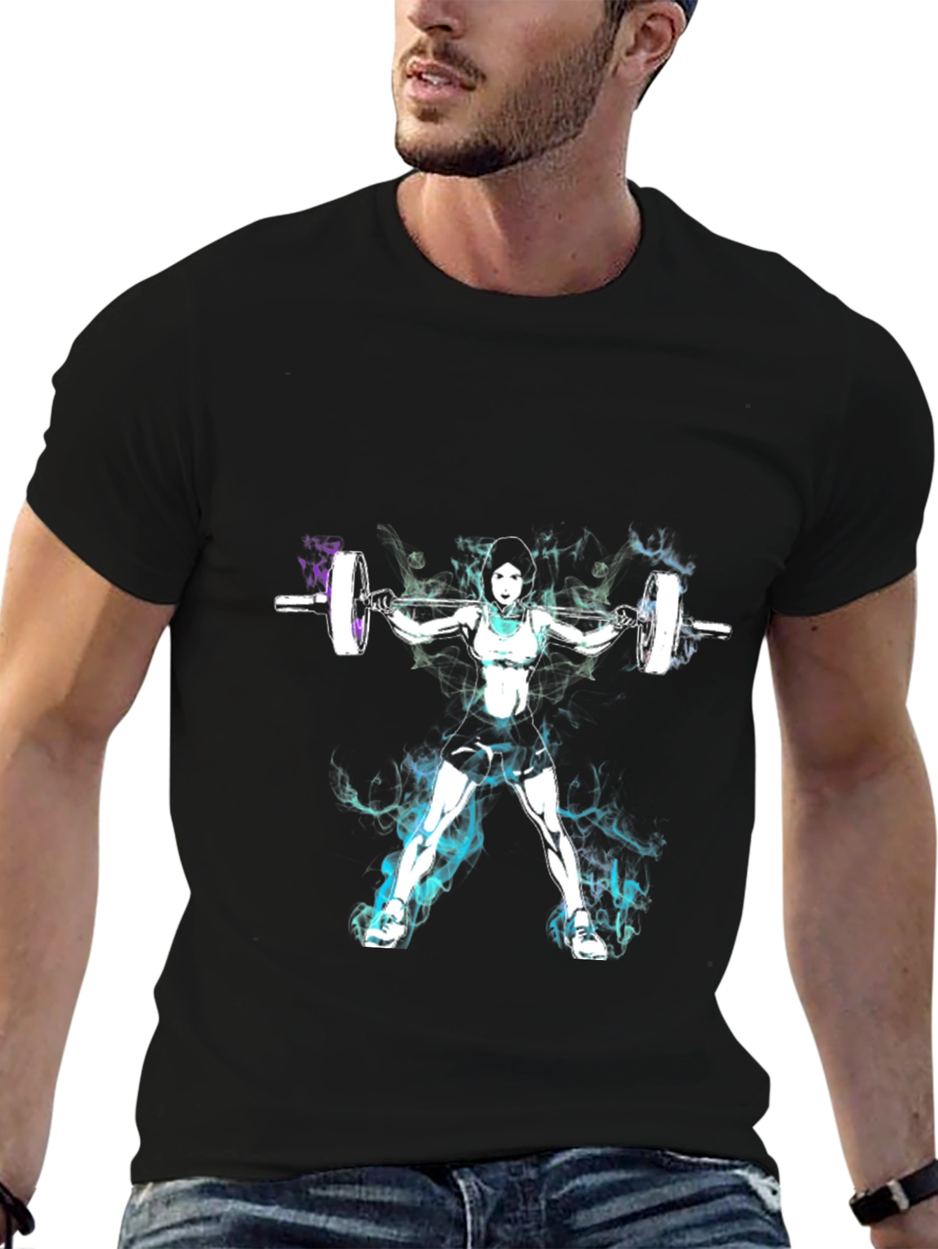 Weightlifting Woman Graphic Tee - Black Cotton Blend