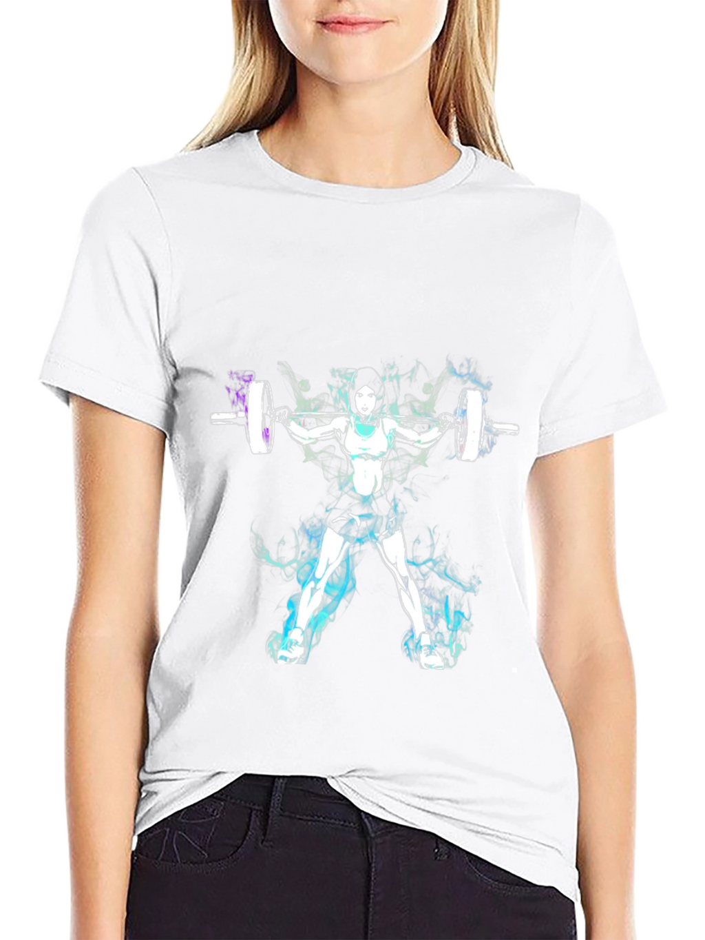 Weightlifting Woman Graphic Tee - Black Cotton Blend