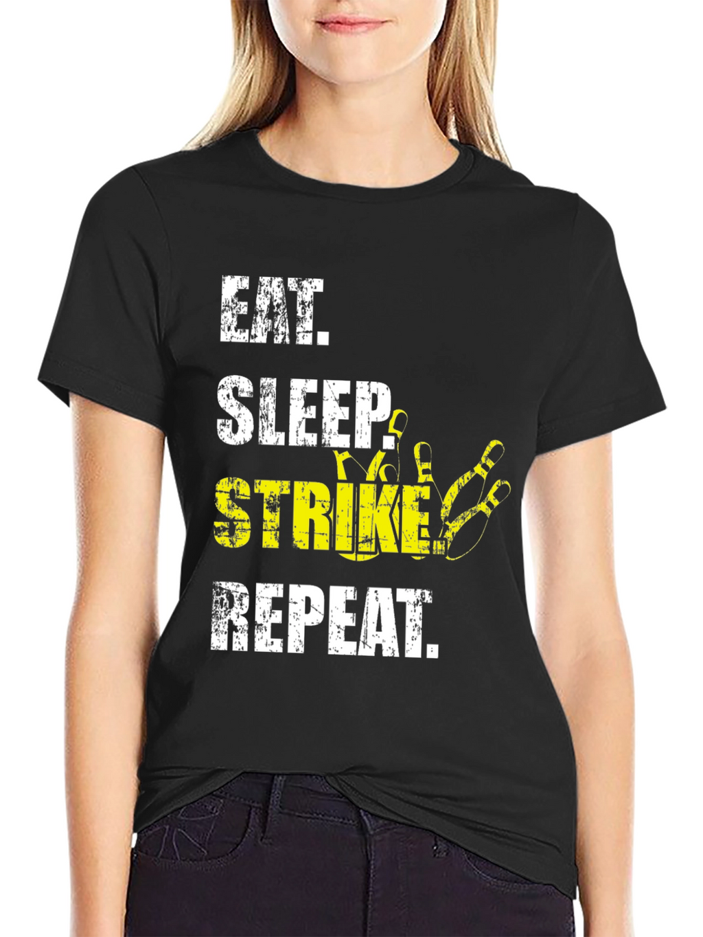 Eat Sleep Strike Repeat Bowling T-Shirt