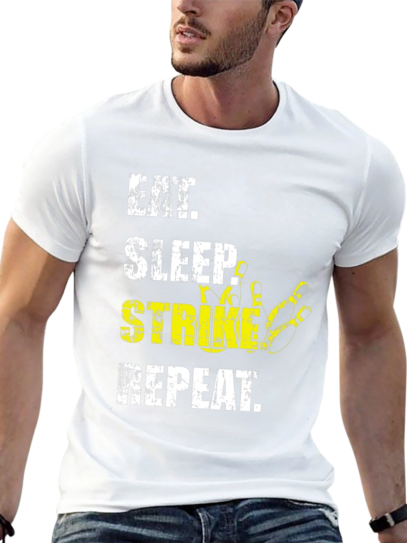 Eat Sleep Strike Repeat Bowling T-Shirt