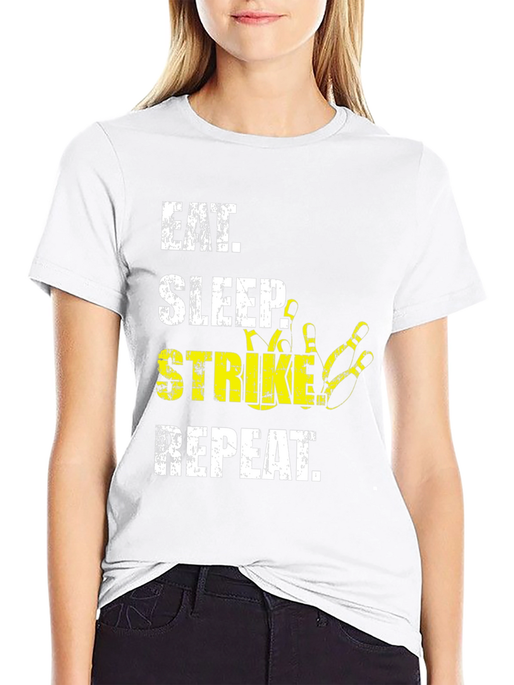 Eat Sleep Strike Repeat Bowling T-Shirt