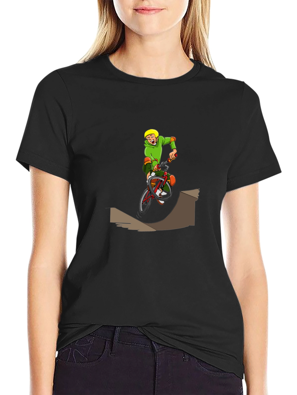 BMX Cartoon Graphic T-Shirt - Black