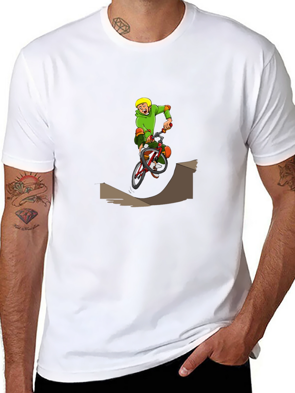 BMX Cartoon Graphic T-Shirt - Black