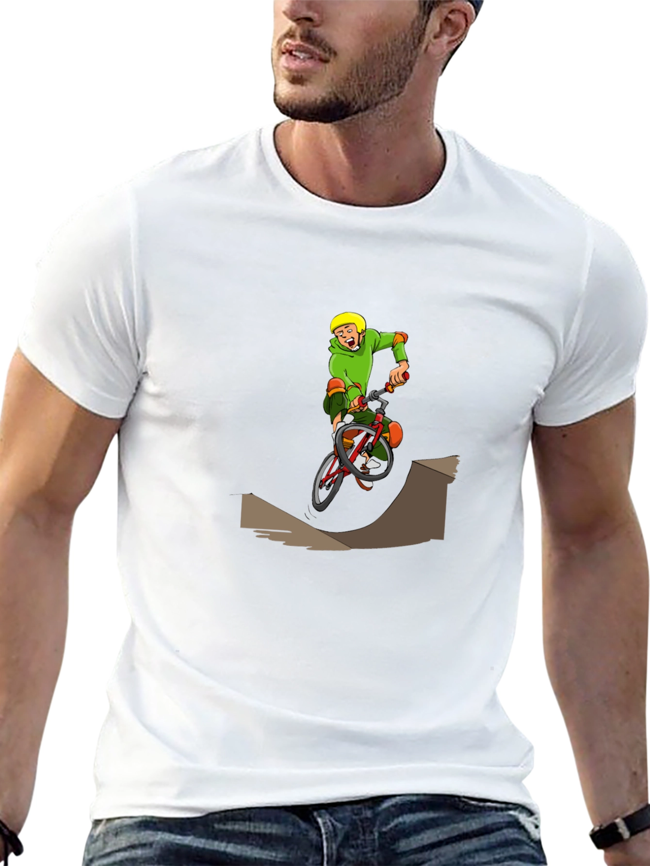 BMX Cartoon Graphic T-Shirt - Black