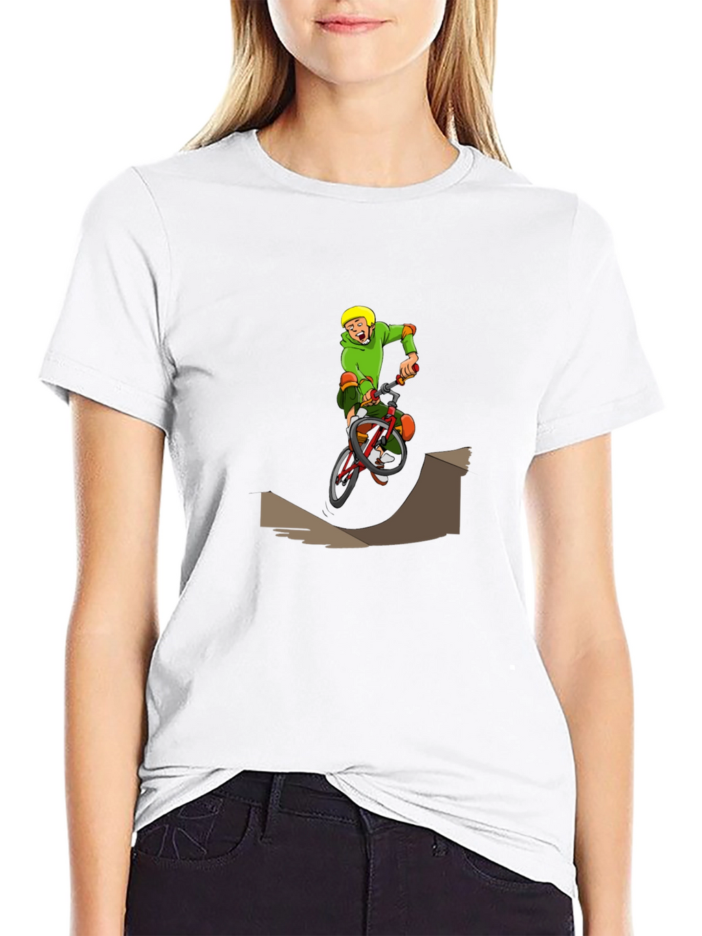 BMX Cartoon Graphic T-Shirt - Black