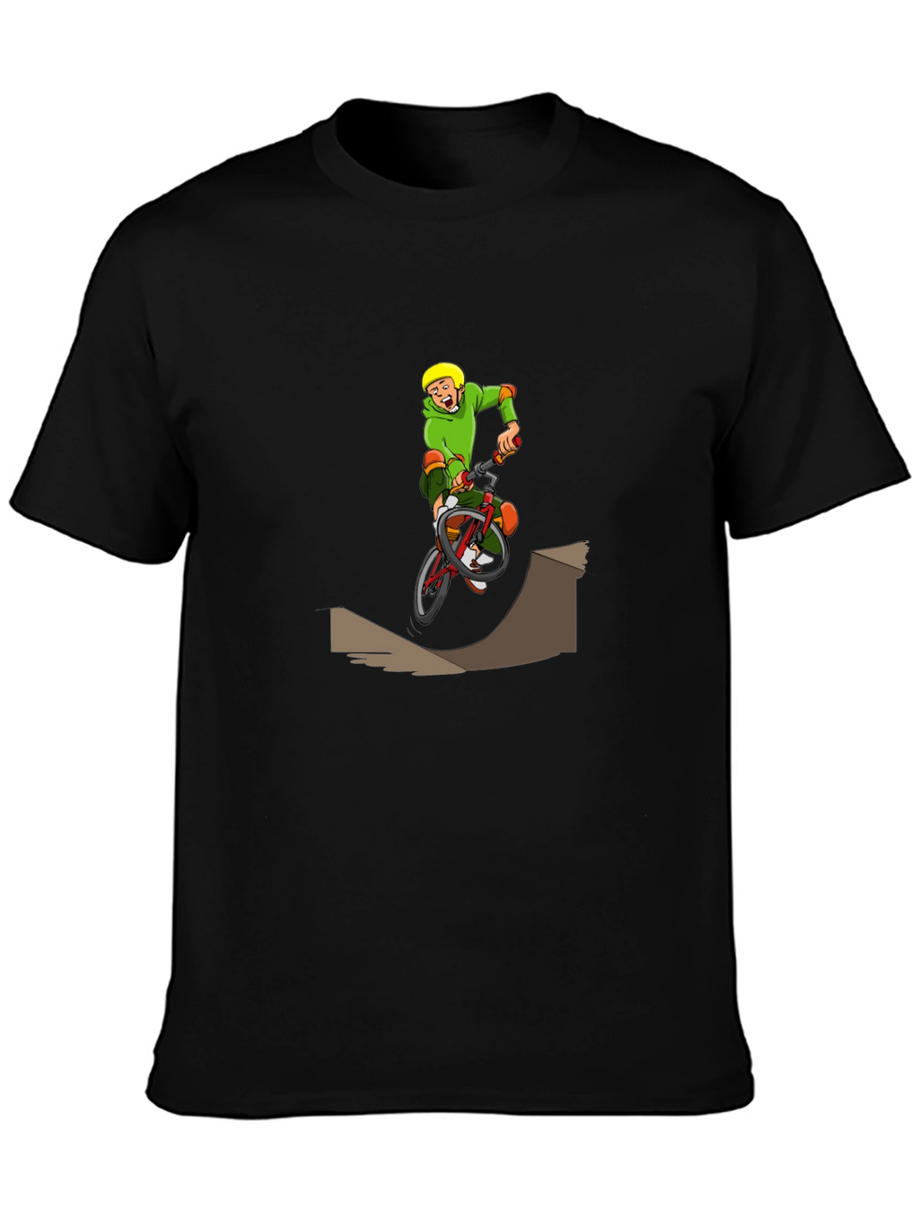 BMX Cartoon Graphic T-Shirt - Black